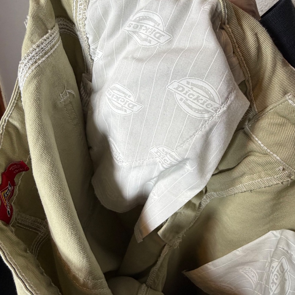 Dickies Girl Carpenter Pants Khaki Tan Cotton Twill Straight Leg CP20 Size 13/31 - Picture 4 of 11